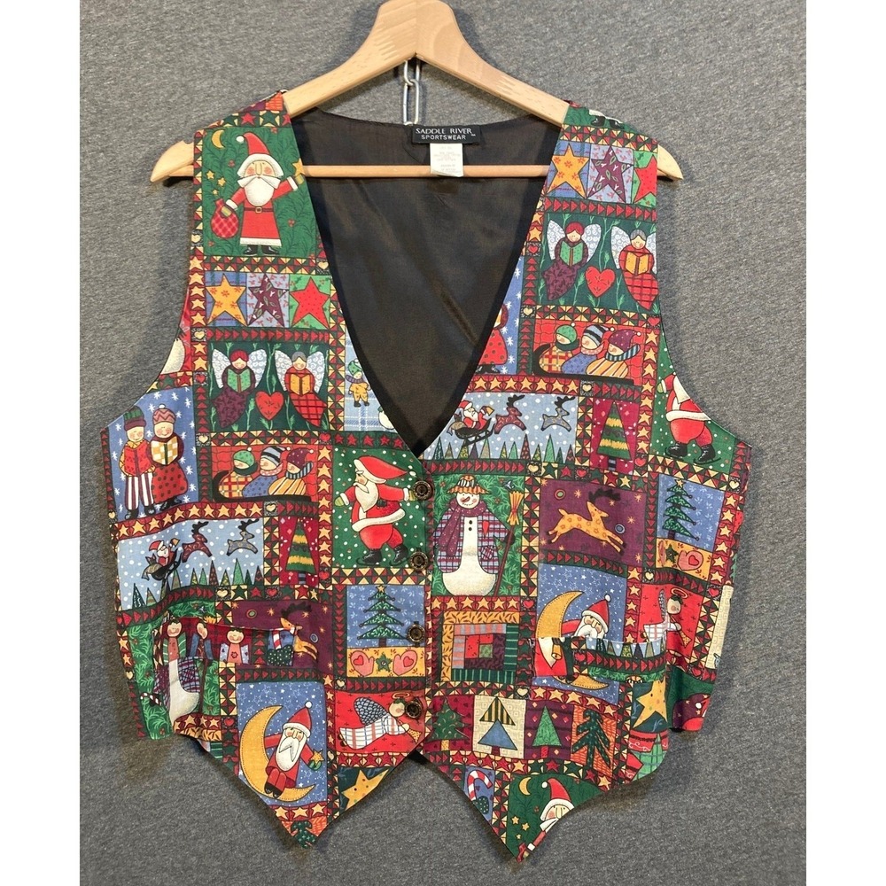 Saddle‎ River Sportswear Womens Christmas Vest Santa Snowman Reindeer Angels LG